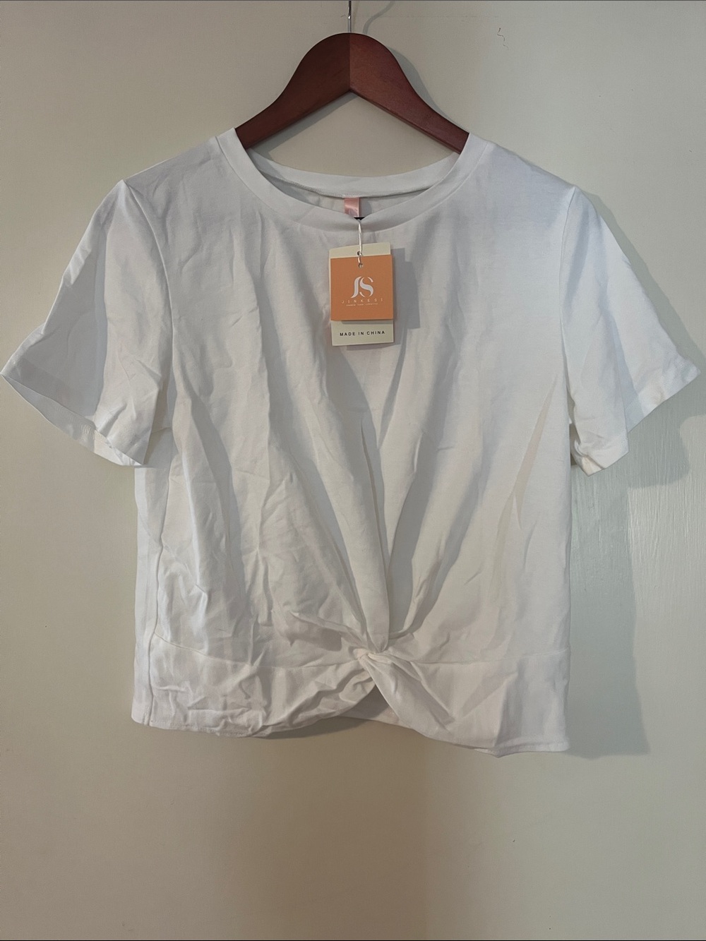 Unbranded White Twist-Front Short Sleeve Tee